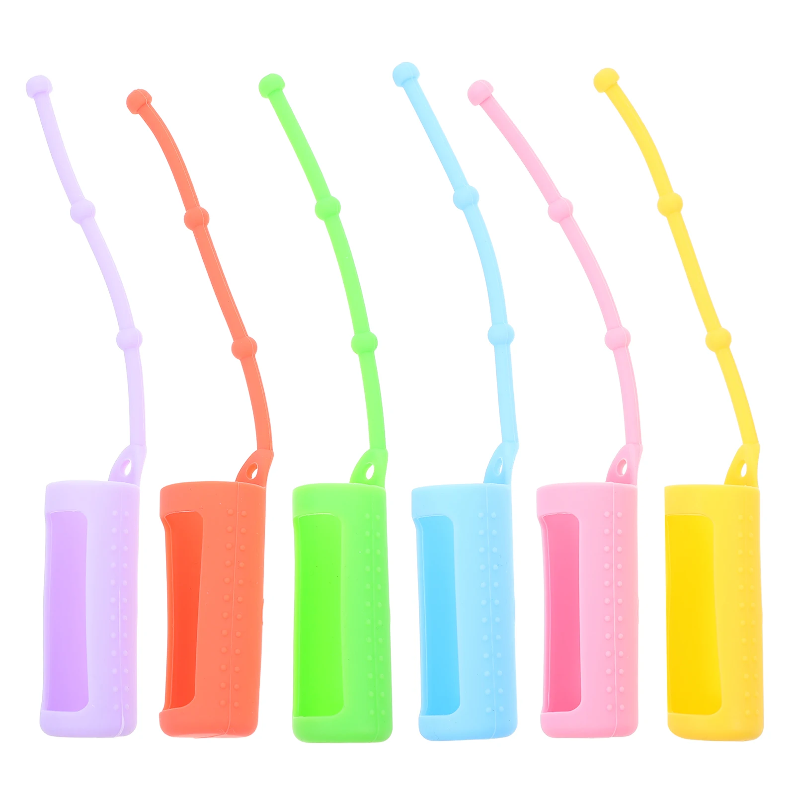 6 قطع من غطاء الزجاجة الدوارة من السيليكون، حافظة واقية من الزيوت العطرية، حزام قابل للتعديل، سهل الحمل