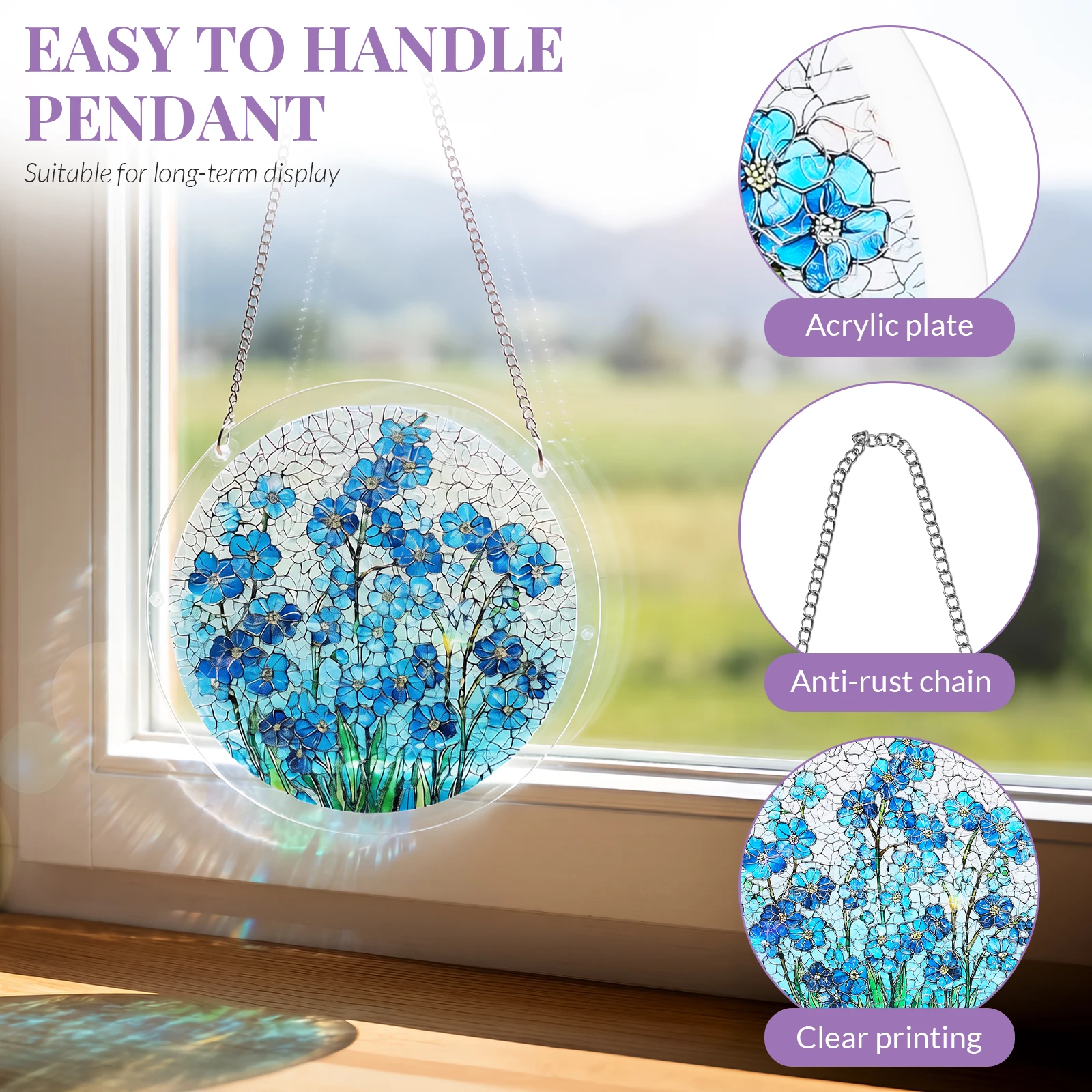 Acrylic Suncatcher Puzzle 7.4inch DIY Sun Catcher Puzzle Kit Window Hanging Creative Home Decoration for Garden Walls Porches - view 3