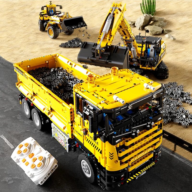 RC Engineering Vehicle Building Blocks Bulldozer Earthmoving Vehicle City Engineering Car Model Technology Bricks Kids Toys Gift