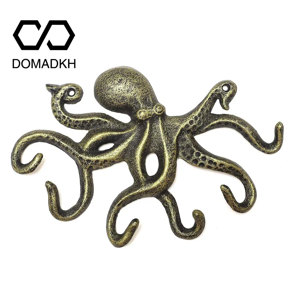 Octopus Wall Hooks Coat Racks Nautical Theme Key Hooks Towel Hanger Jacket Holder Necklace Jewelry Holder Belt Backpack Hanger