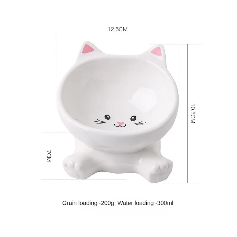 Oblique Mouth Cat And Dog Bowl Ceramic feeding & watering supplies Anti Overturning High And Short Feet And Neck Protection