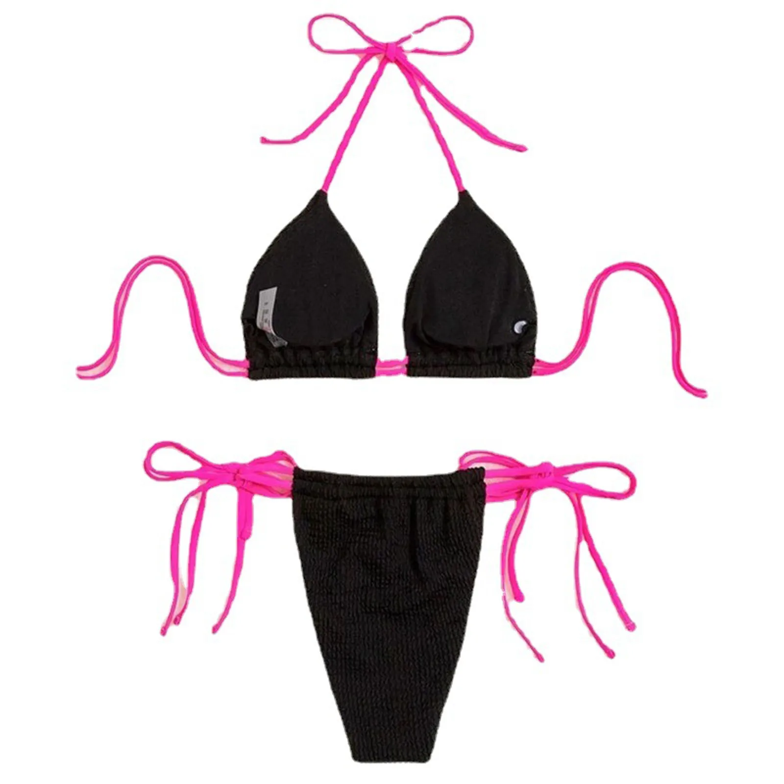 2024 Nieuwe Vrouwen Bikini Effen Kleur Populaire Geplooide Dames Split Badpak Push-Up Badpak Halter Tweedelige Badkleding