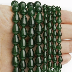 Green Chalcedony 6x4mm 10x7mm Waterdrop Shape Beads for Jewelry Making Diy Earring Necklace Drop Accessories