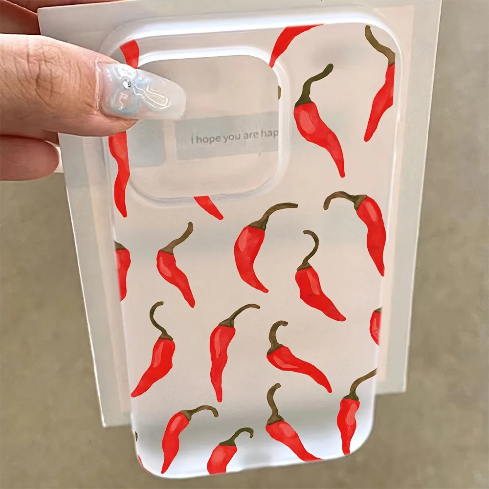 Funda de teléfono suave mate con estampado de pimiento rojo de dibujos animados para iPhone 17 Pro Max 16 15 14 13 12 11 XS X XR 7 8 Plus 17 Air Cover