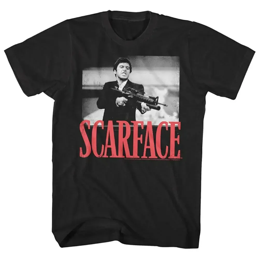 Big Guns Graphic Print T Shirt Fashion Plus Size Cotton Short Sleeve 2024Men Film Scarface Tony Montana