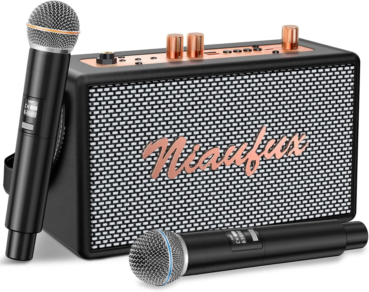 Portable Karaoke System with 2 Wireless Mics, Bluetooth/AUX/USB/TF Support for Home Parties and Gifts