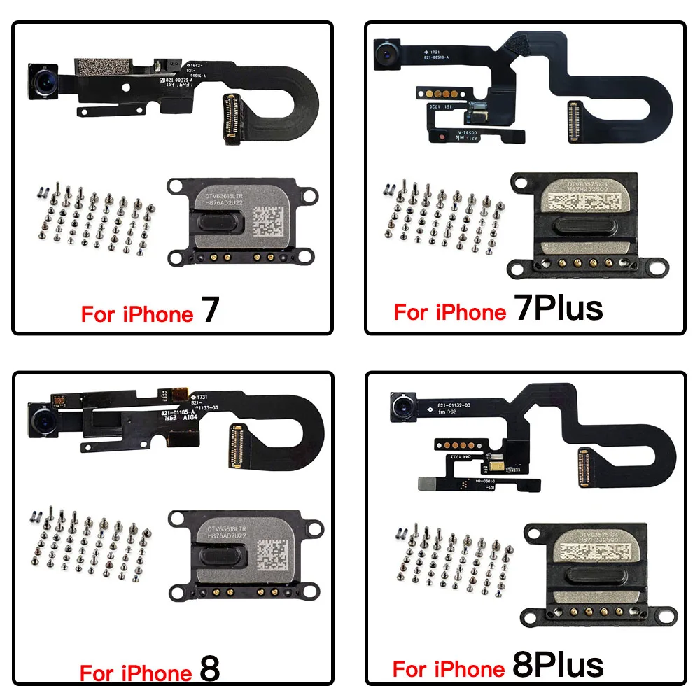 Front Camera Flex Cable Replacement For iPhone 7 8 Plus Face Camera With Ear Speaker And Full Set Screws
