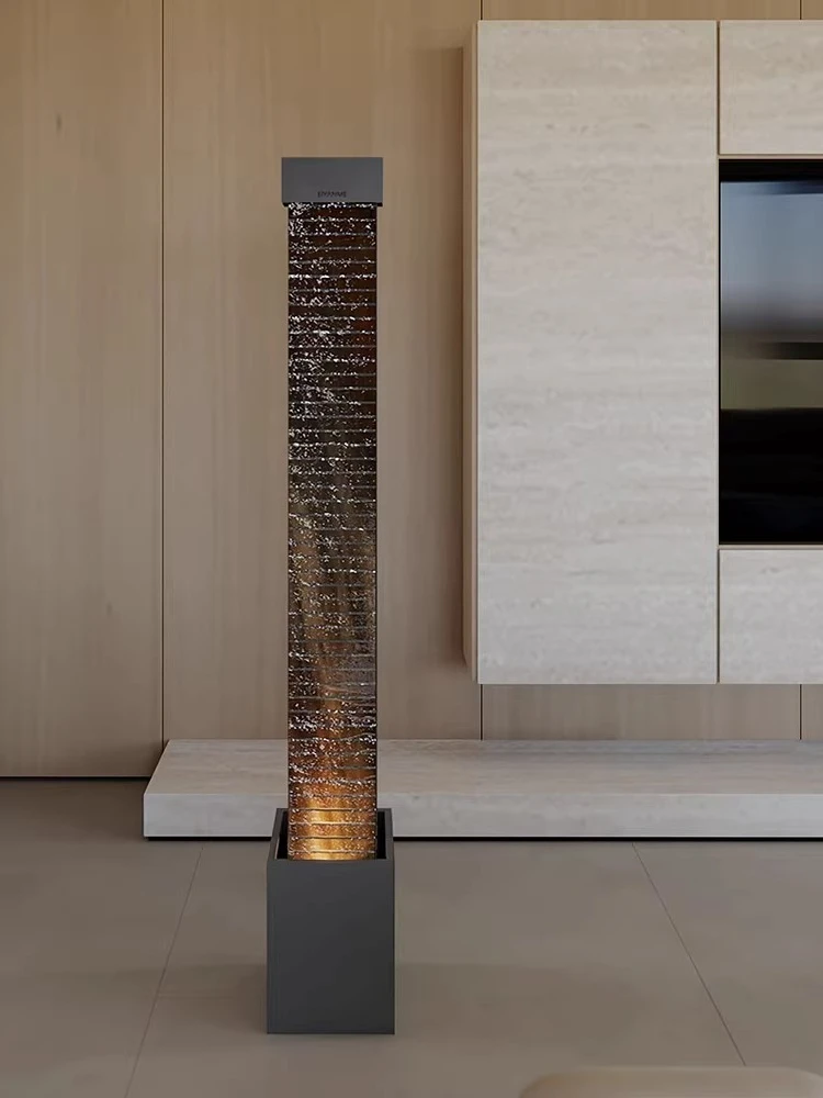 Flow ornaments, minimalist floor-to-ceiling large water curtain wall decoration, light luxury living room, high-end entrance