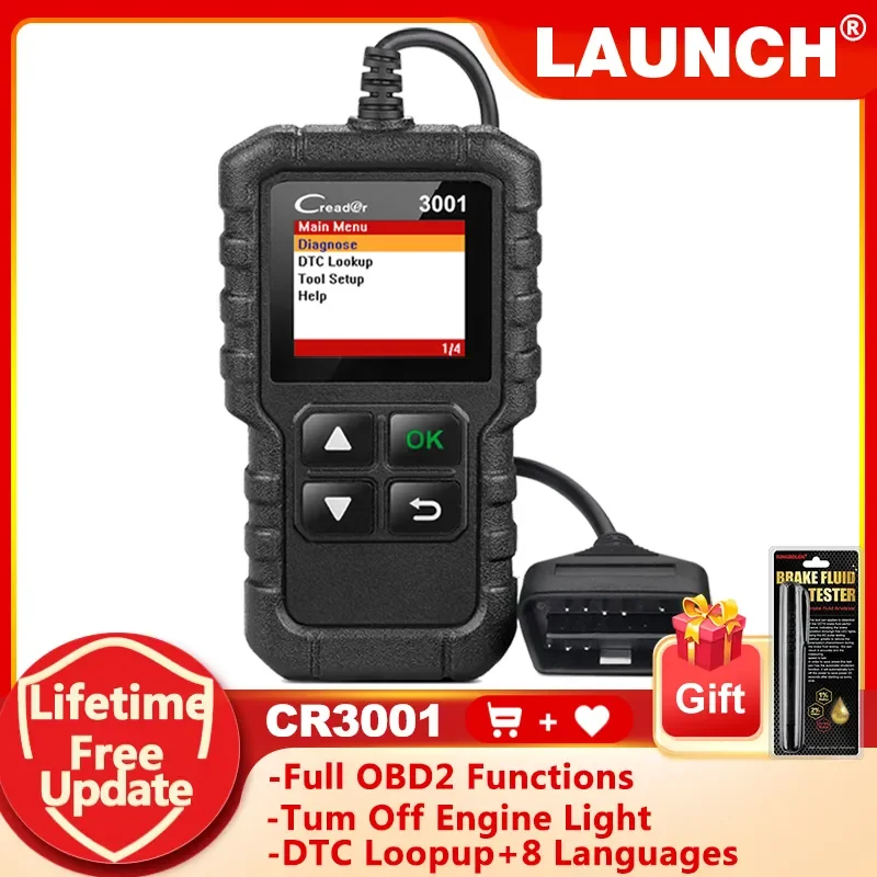 herramientas herramienta diagnosis coche herramientas de diagnóstico LAUNCH-herramienta de diagnóstico automotriz X431 CR3001, autoescáner OBD2 completo, multilingüe, revisión de motor, actualización gratuita, PK KW850