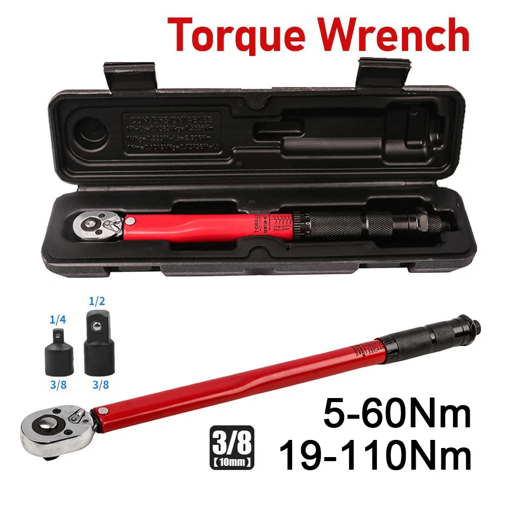 5-110N.m Torque Wrench 3/8 Precise Reversible Ratchet Torques Key Professional Bicycle Motorcycle Car Automotive Tool