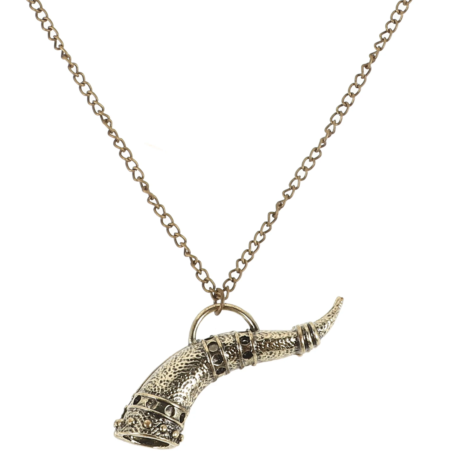 

Horn Necklace Evil Eye for Women Crystal Silver Alloy Bull Decorative Pendant Man