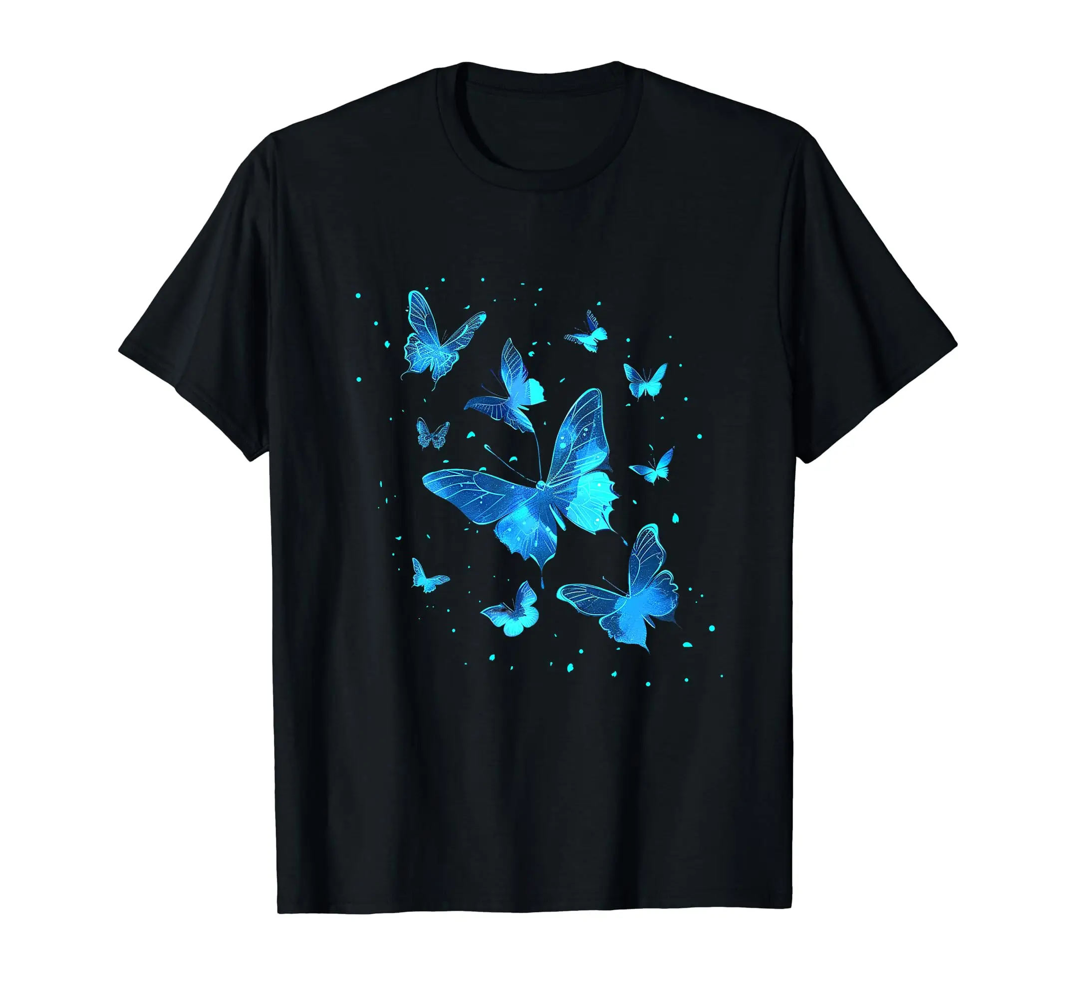 Blue Butterflies Art Beautiful Garden Butterfly Classic Logo T Shirt and Stickers, Unisex Adult T Shirt Collection