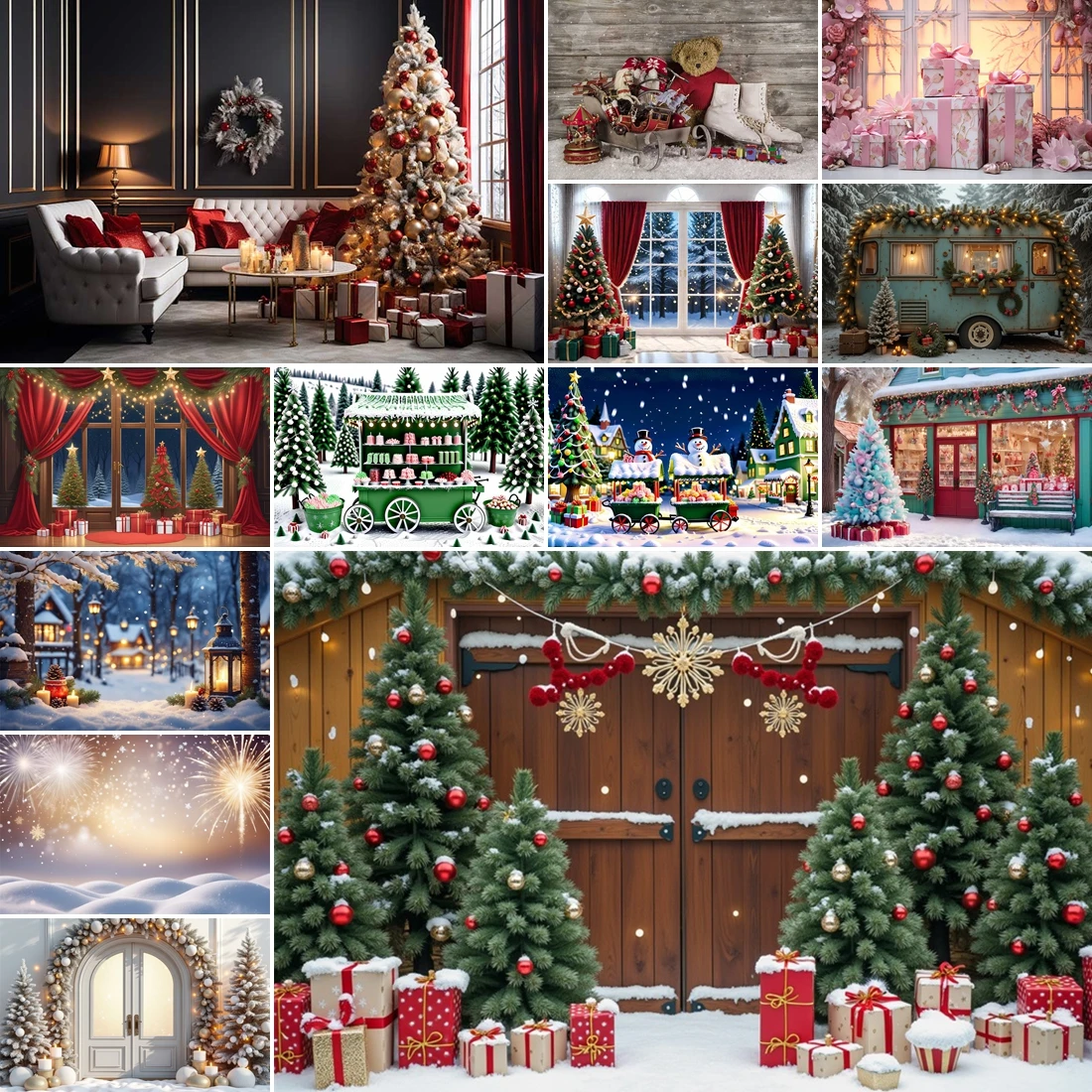 

MOON.QG Christmas New Year Backdrops For Photography Cabin Car Window Door Photo Backgrounds Wall Shooting Props photobooth