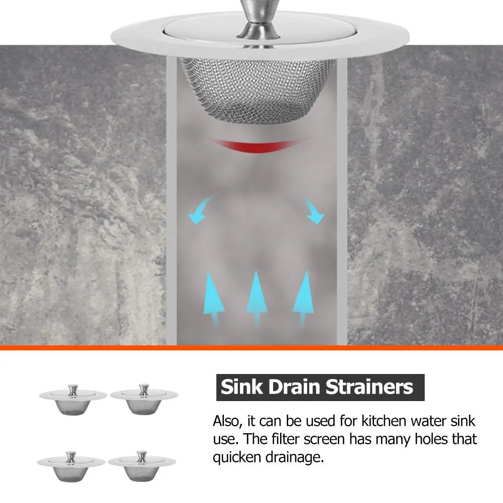

4pcs Stainless Steel Sink Strainers Fine Mesh Filter For Kitchen Bathroom Drain Anti-Clogging Strainer With Lid