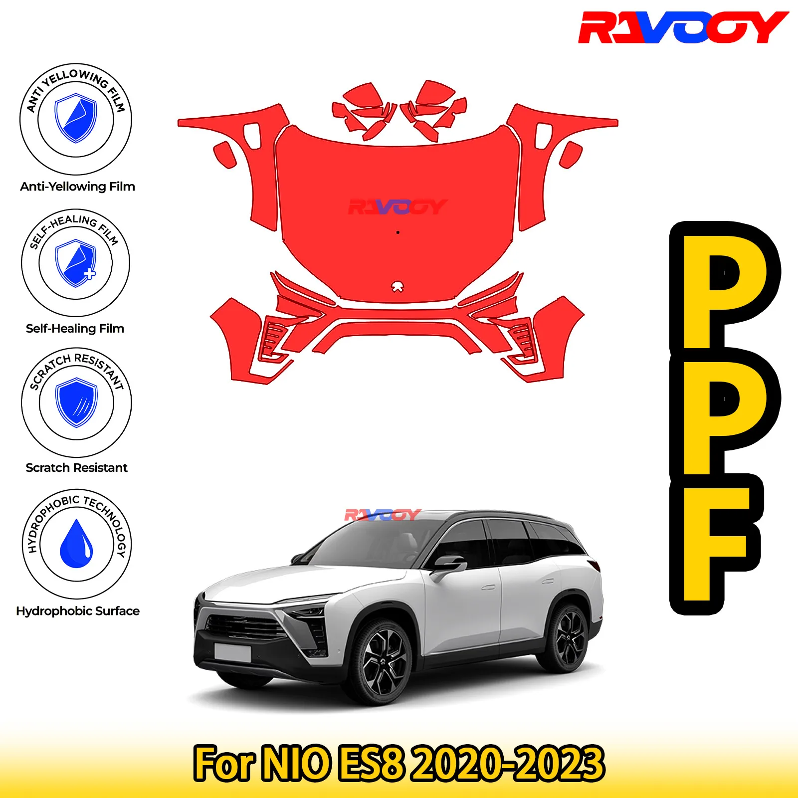 

For NIO ES8 2020-2023 Glossy Matte Black Precut front PPF Kit Paint Protection Film