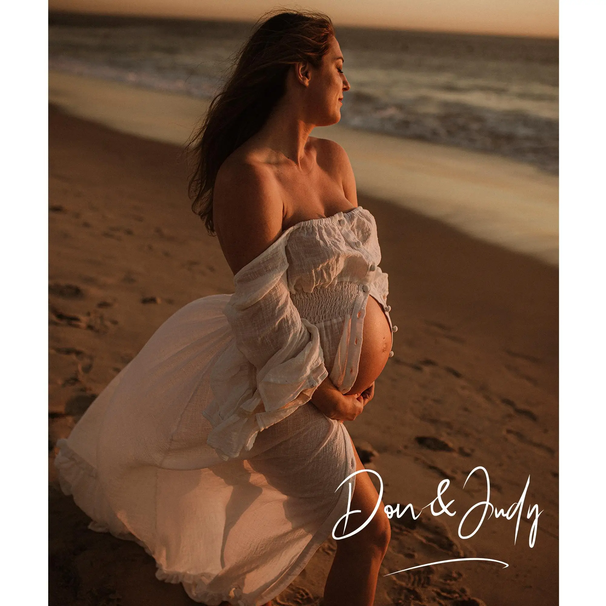 

Don&Judy Pregnant Women Dress For Photography Baby Shower Clothing Gown Long Sleeves Square Collar Maternity Woman Dresses