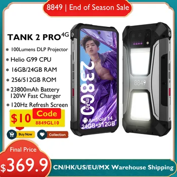 EU US MX Warehouse 8849 Tank 2 PRO Wytrzymały projektor do smartfona 24GB 512GB 100MP 23800mAh 120W Android 14 Dual Sim NFC OTG Telefon