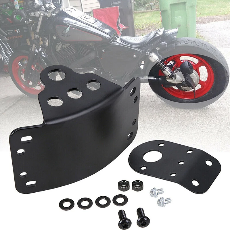 

Black Motorcycle License Plate Side Mount Bracket Tail Brake Light Holder For Most Old School Moto Fit Harley Bobber Chopper