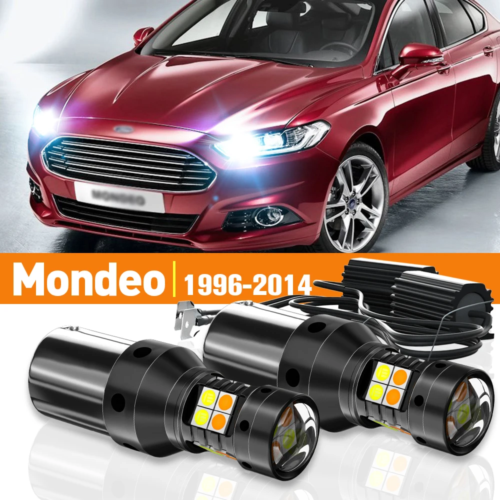 2x LED Dual Mode Turn Signal+Daytime Running Light DRL For Ford Mondeo 2 3 4 1996-2014 2007 2008 2009 2010 Accessories Canbus