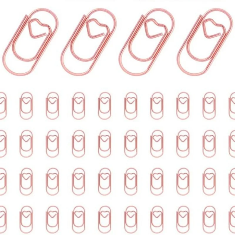 150 pz/borsa Mini Retro Cuore Graffette In Oro Rosa Graffetta Segnalibro Raccoglitore Clip Accessori Per Ufficio Stoccaggio Carta Patchwork Clip