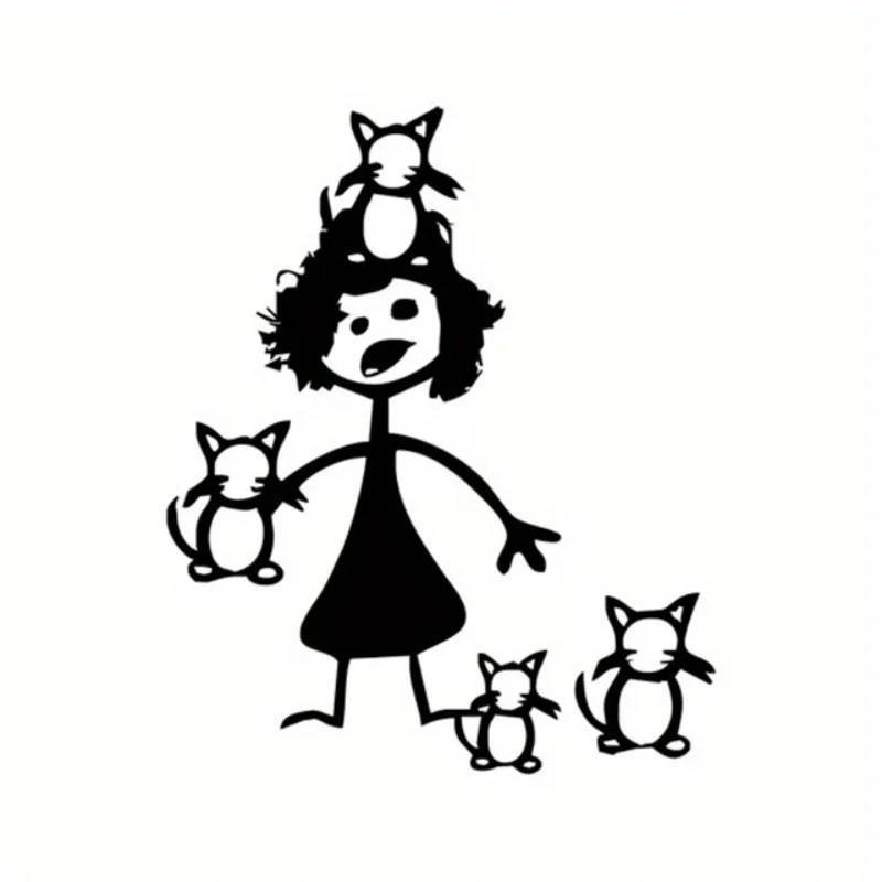 ملصق رائع للقطط والشخص، متين، لأجهزة الكمبيوتر المحمولة وزجاجات المياه والمجلات وألواح التزلج وأغطية الهاتف #2