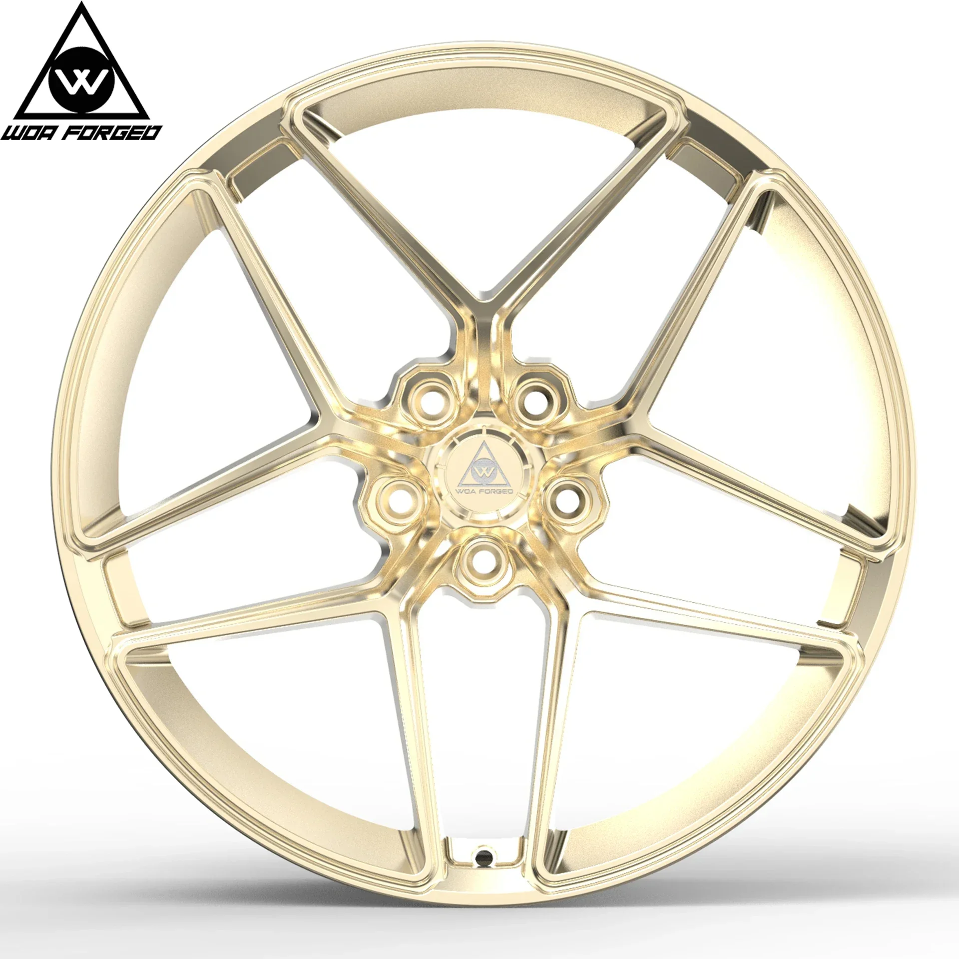 WOAFORGED حار بيع مخصص اللون مصقول الأزرق سبائك الألومنيوم عجلة مزورة مزدوجة خمسة تكلم عجلة سيارة الركاب Ff11 حافة المحور #4