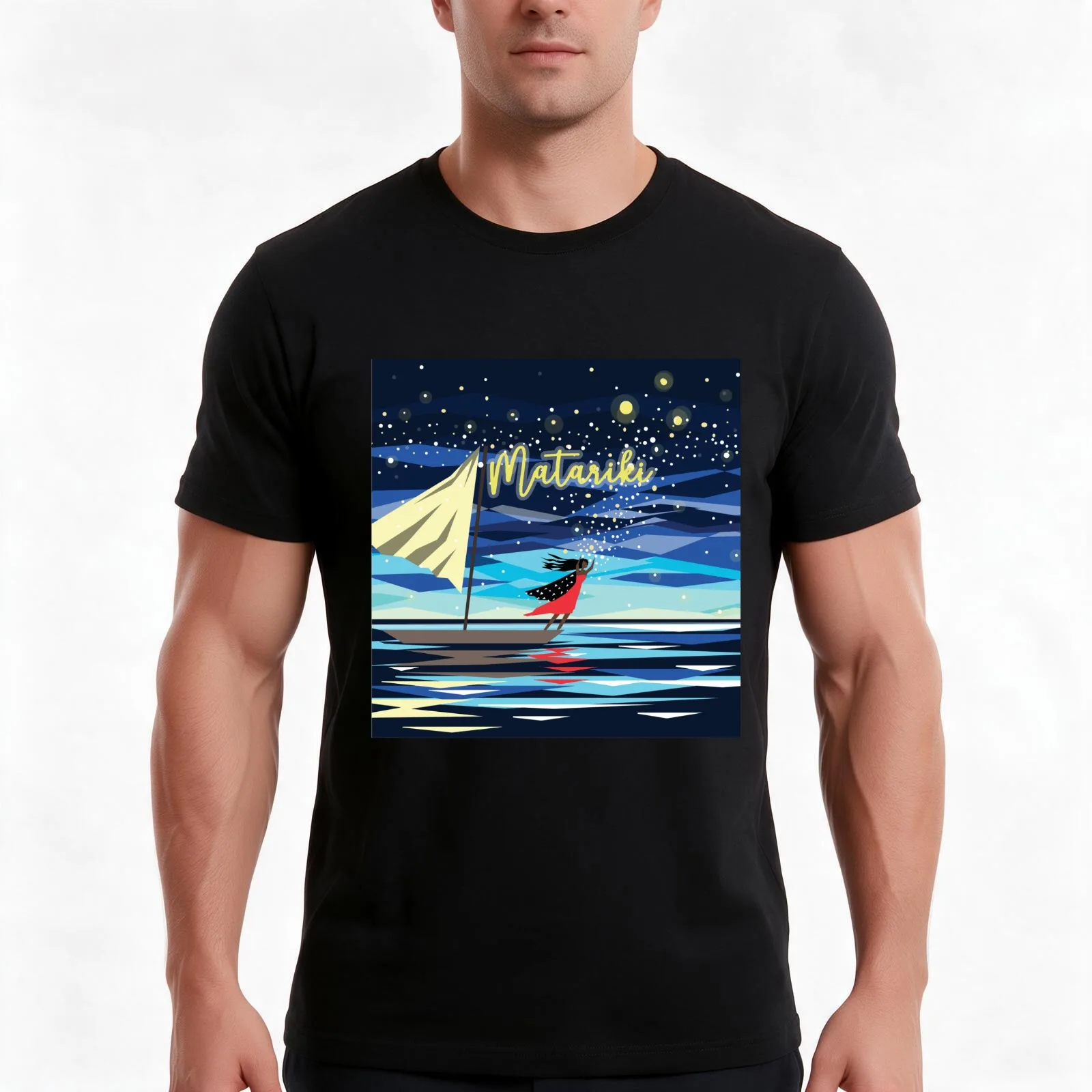 Sprinkling Stars at Matariki T-Shirt, Summer Casual Cotton Tee, Oversized Streetwear Tops, Vintage Graphic Print, 100% Cotton