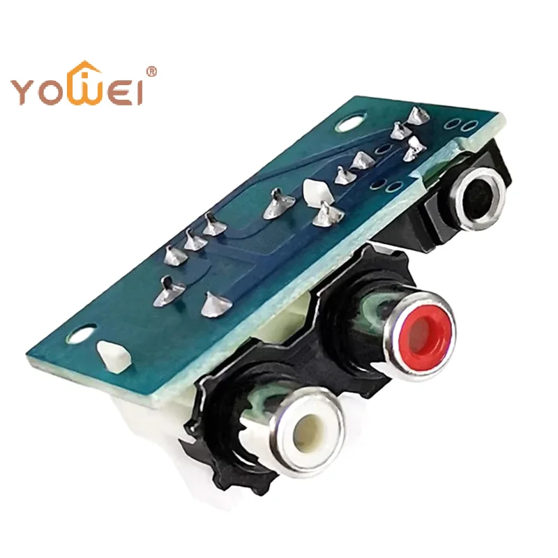 Latest 3.5MM Audio Socket Dual AV Lotus Socket Input To XH2.54-3P Output Adapter Small Board For Audio Cable  Lotus Socket