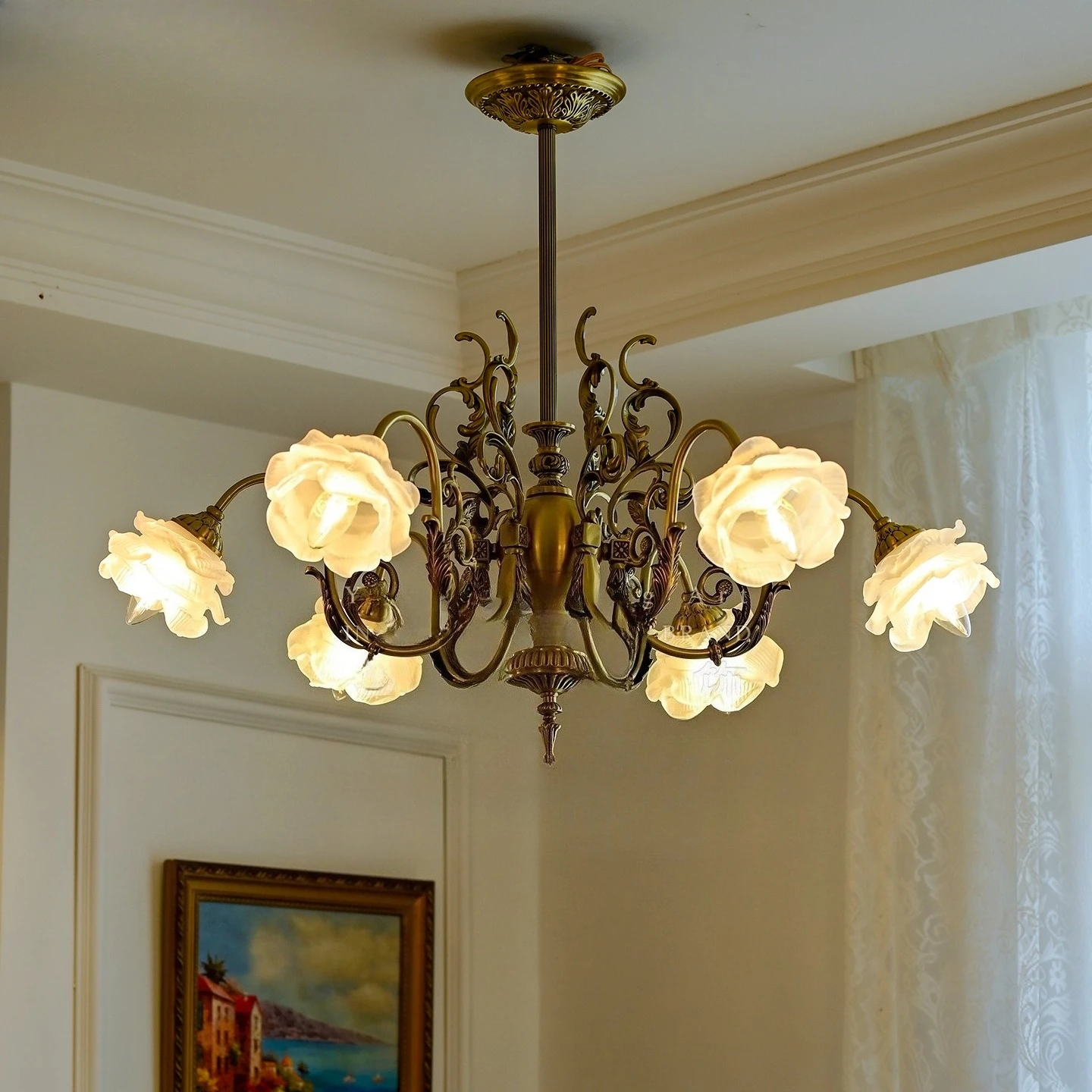 Lâmpada rococó antiga para sala de jantar, lustre retrô barroco para sala de estar e quarto