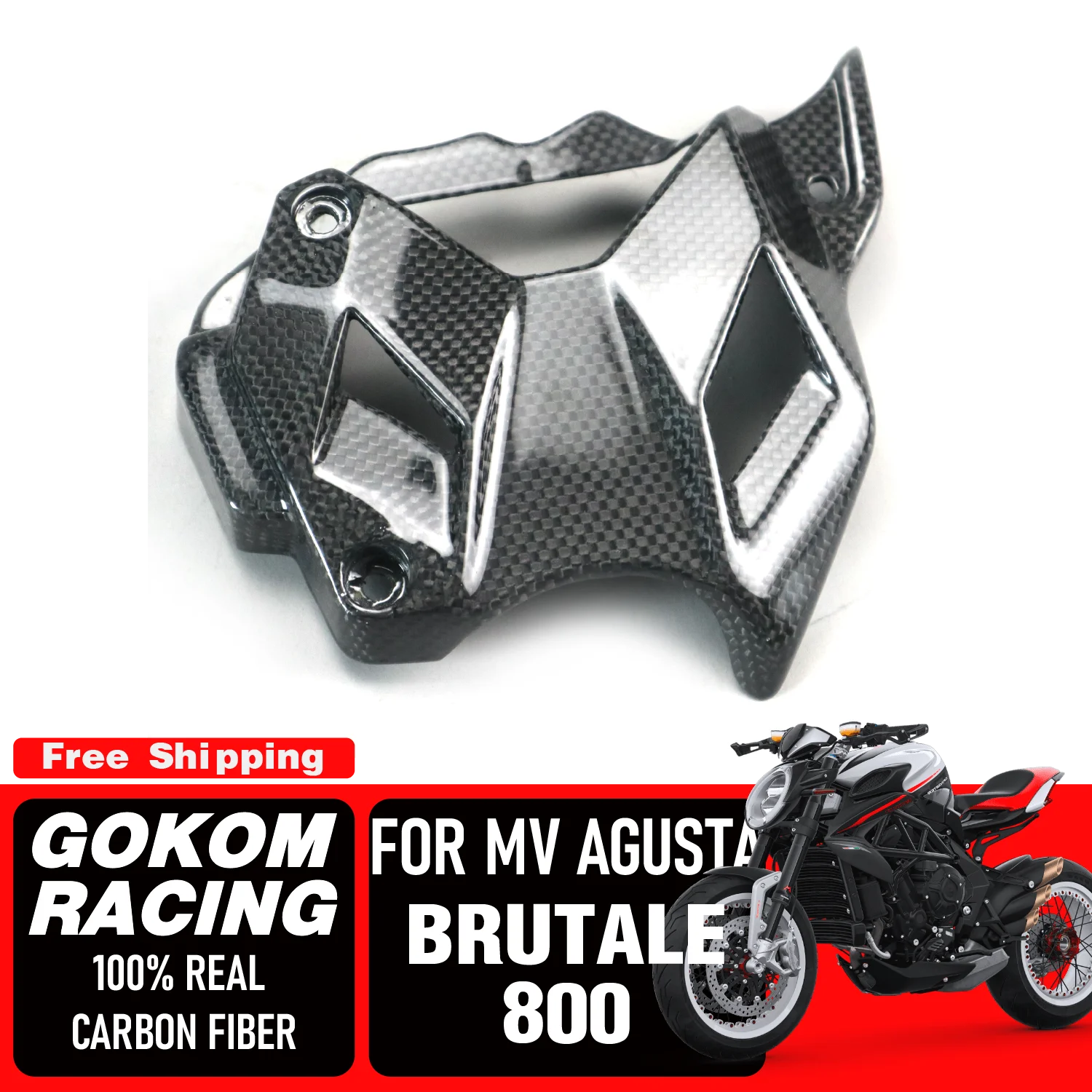 Gokom Racing For MV AGUSTA Brutale800 Engine Cover COWLING FAIRING 100% REAL CARBON FIBER MOTORCYCLE ACCESSORIES