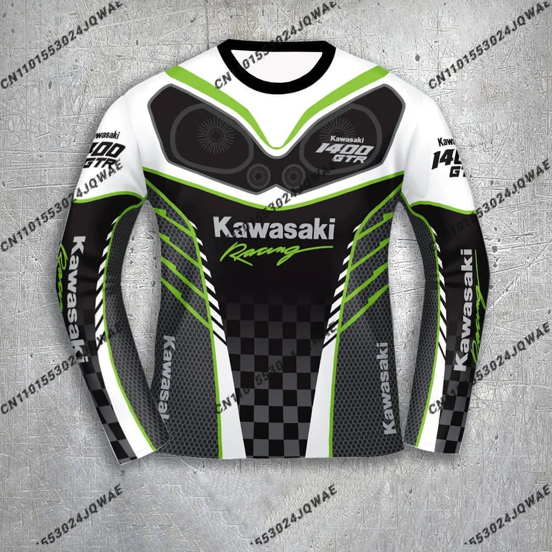 

Kawasaki Motorcycle Racing Uniform Men's And Women's Summer Oversized Breathable Speed Drying Sweatshirt 1400GTR Cycling T-Shirt