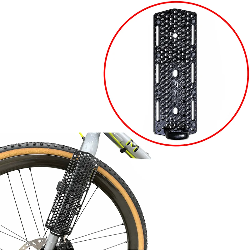 1PCS Gravel Bike Carbon Fiber Fork Extension Plate Cargo Bag Portable Rack Mount Bracket Holder Rubber Pad U-Base Support Part