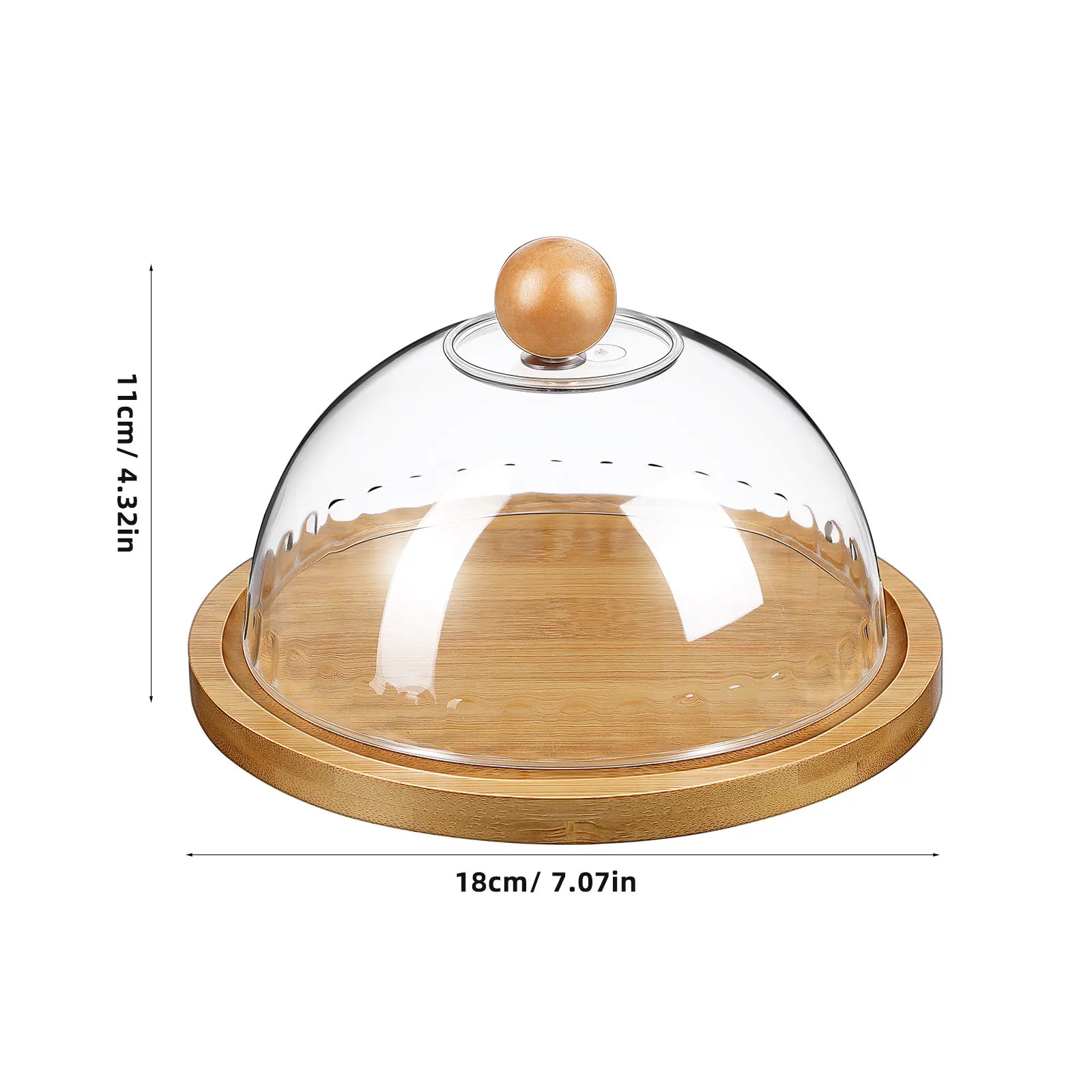 Butter Storage Dish with Glass Dome Cover Cake Tray Dessert Stand Cheese Serving Platter Fruit Display Server Kitchen Wedding