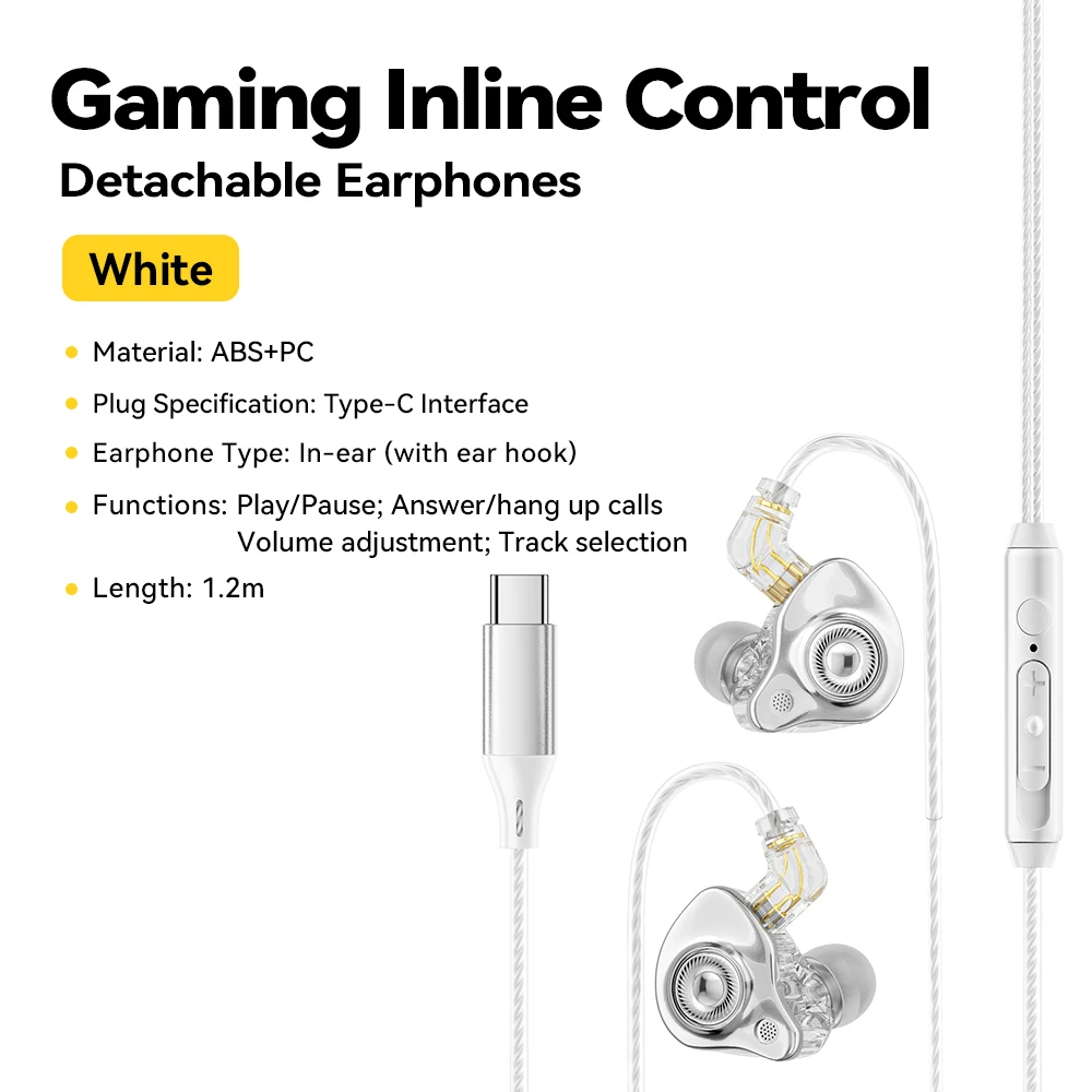 Essager 3,5 mm in-ear conch bedrade oortelefoon HiFi dynamische hoofdtelefoonmonitoren Verwisselbare oordopjes Type C Digitale bedrade oortelefoon