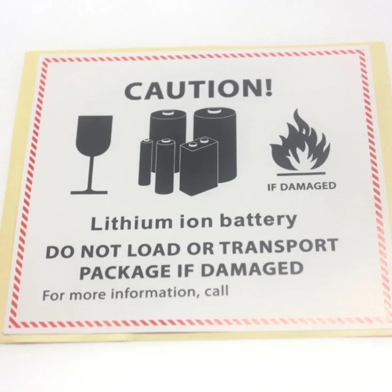 400Pcs/ Lot 5.5*9cm Self Adhesive Seal Lithium Ion Battery Caution Sticker Warning Labels Sensitive Device Reminder