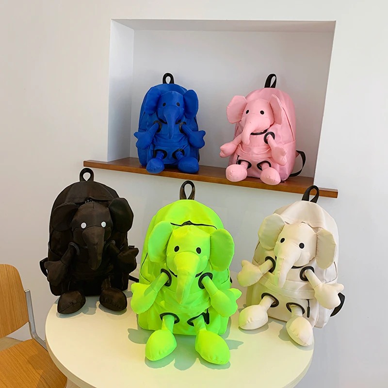 Cartoon elephant doll backpack female 2024 new fashion large capacity waterproof student bag girl travel bag