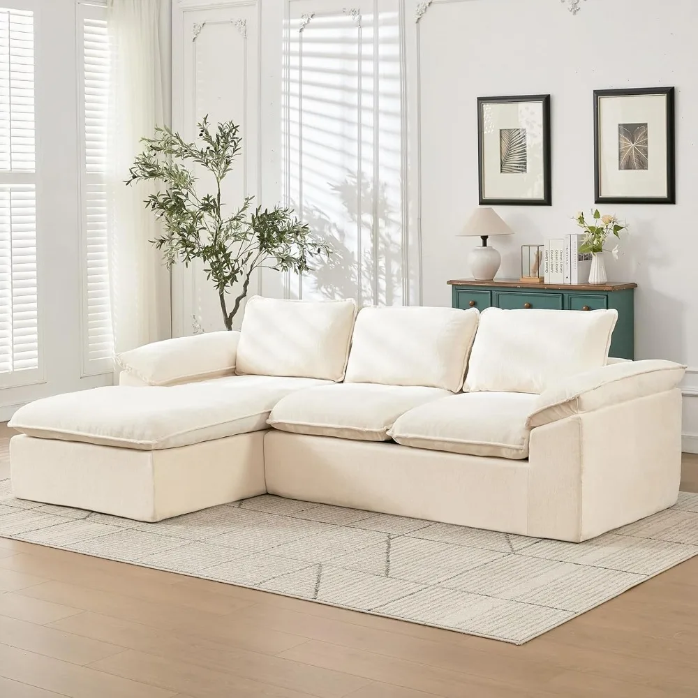 

105.6-inch Rectangular Modular Sofa, A Modern Cloud-shaped Three-seat Sofa with An Extra-large Chaise Lounge
