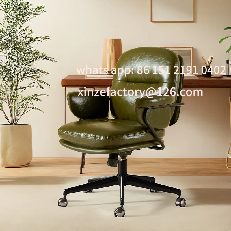 Customizable Computer Chair Home Comfort Sedentary Office Leather Swivel Chair Book Desk Chair