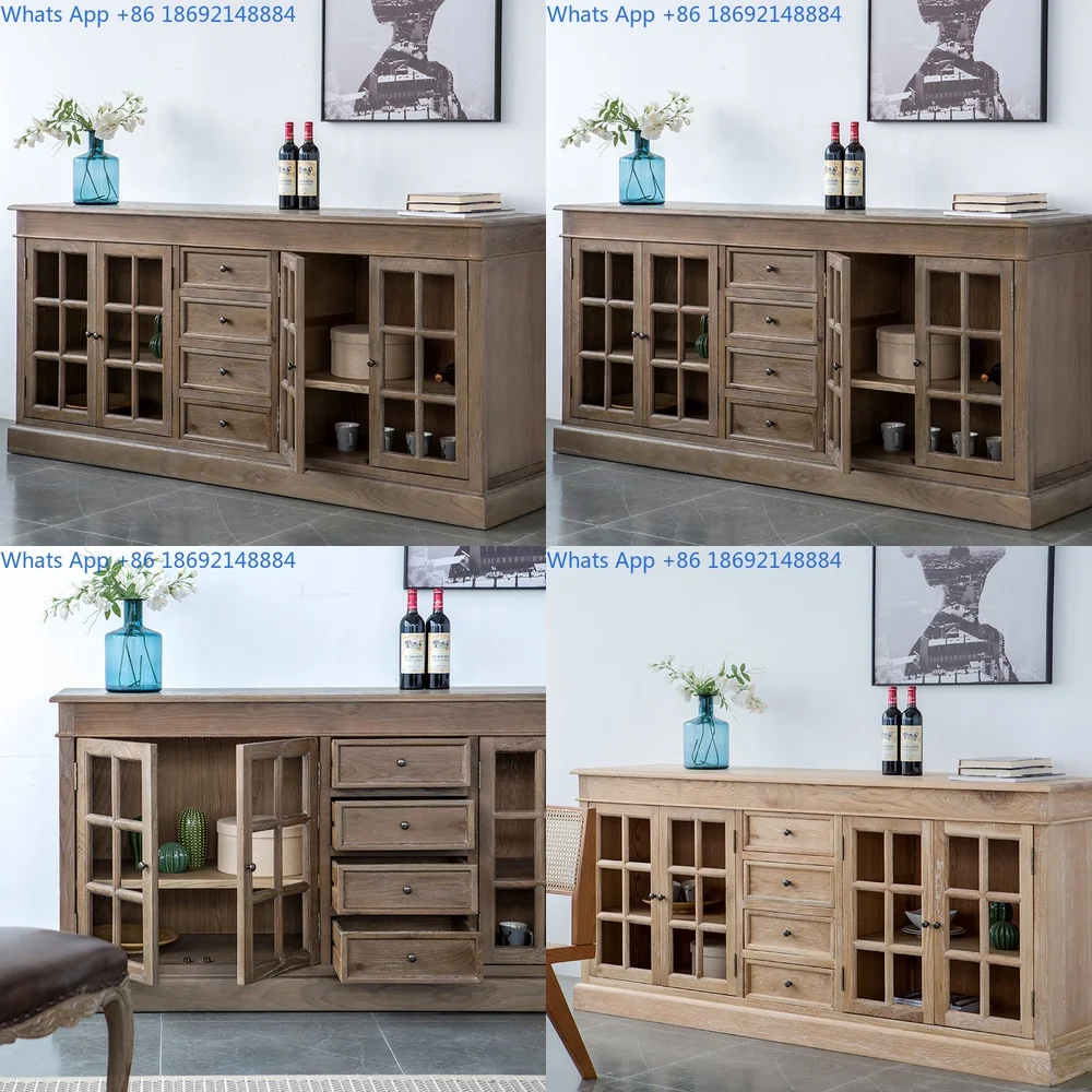 Rustic Wooden Hallway Storage Cabinet for Living Room Dining Area Wall Mounted Cupboard with Shelves for Home Organization and