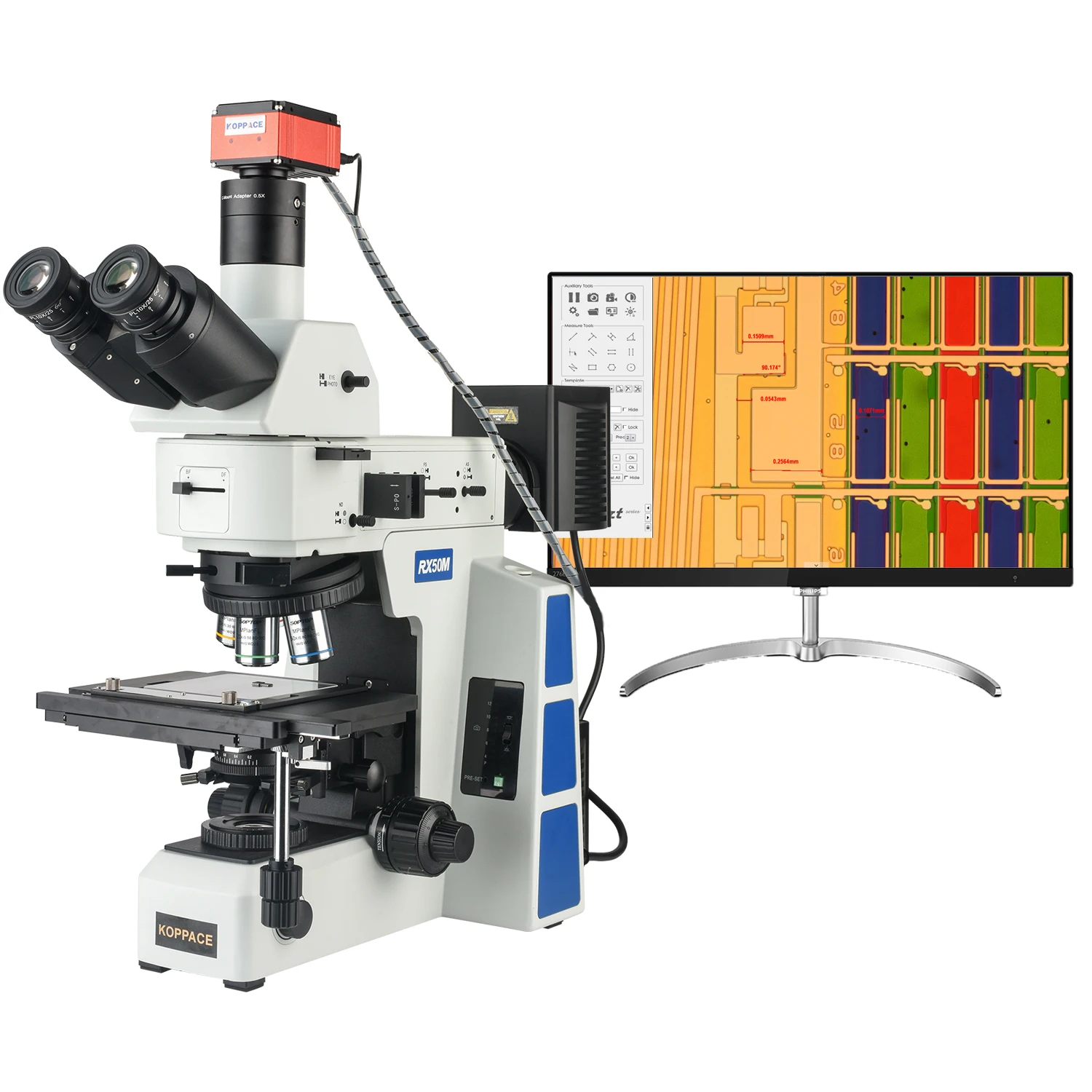 KOPPACE 193X-1935X Trinocular Light and Dark Field Metallographic Microscope 4K HD Imaging Supports Measurement