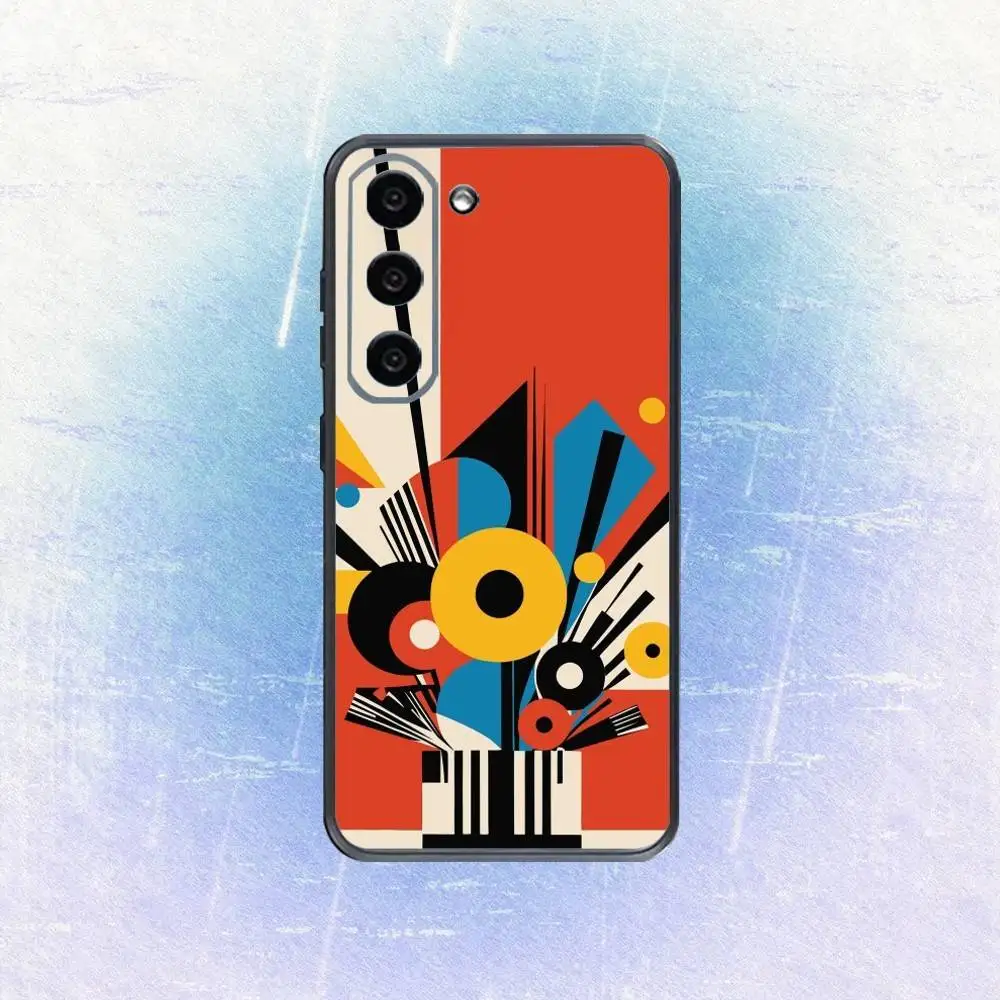 حافظة هاتف G-Geometric Bauhaus Art لهاتف سامسونج جالاكسي A73، A72، A71، A70، A53، A52، A51، غطاء أسود ناعم آخر #2