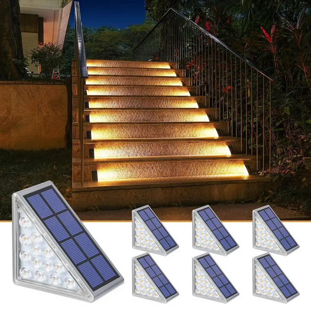 

Solar Stair Light Light-Sensor IP68 Waterproof White Warm Light Triangle 3000K 6500K Super Bright Solar Garden Yard Light