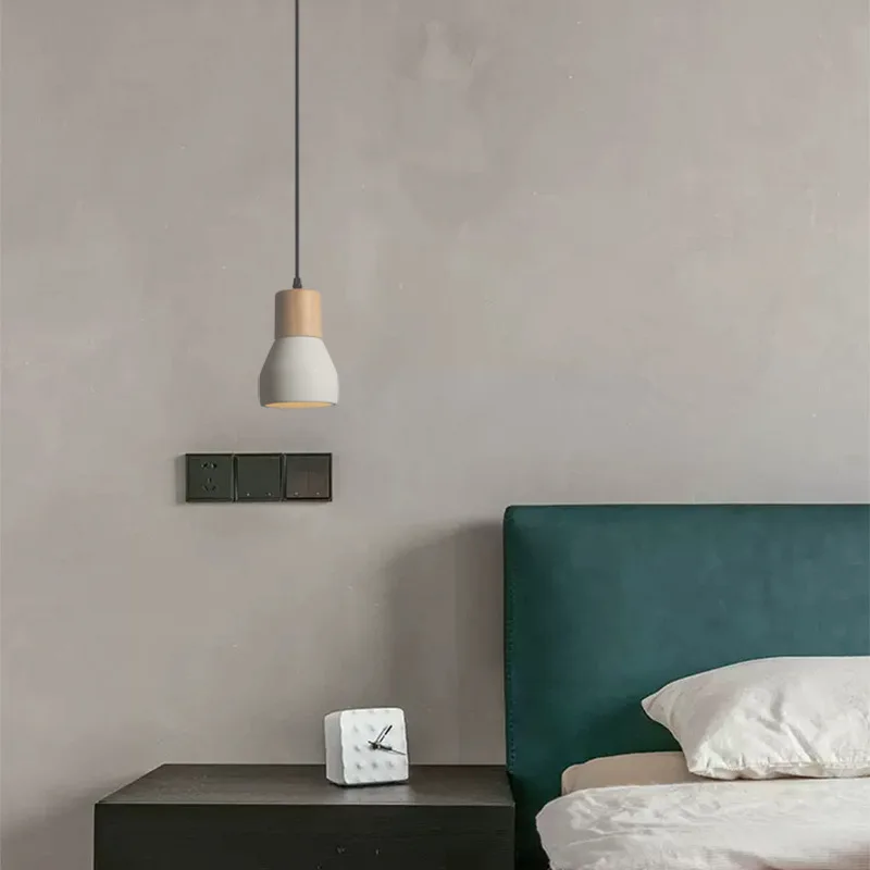 Italian Style Minimalist Bedroom Bedside Small Pendant Lamp Nordic Style Quiet Wind Designer Creative Bar Cement Concrete Lights