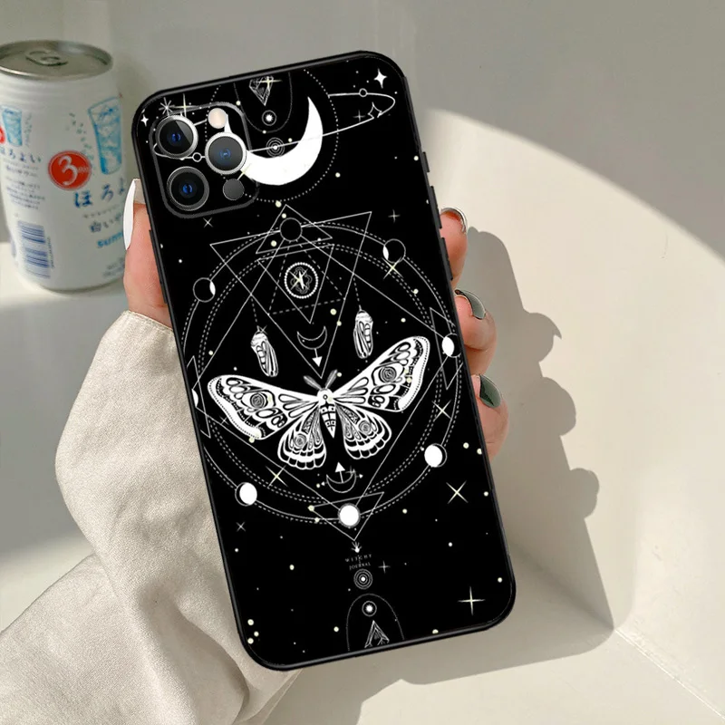 Occult Witchcraft Moon Gothic Witch Phone Case For iPhone 14 13 12 11 Pro Max Mini XS X XR 6 7 8 Plus SE 2020 Soft Cover Case