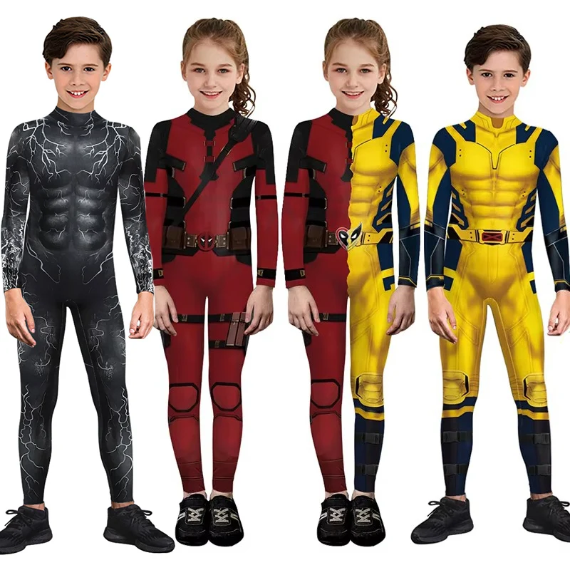 

Halloween Hero Jumpsuits Carnival Boy Girl Cosplay Costume Stage Performance Bodysuit Carnival Halloween School Party Outfit