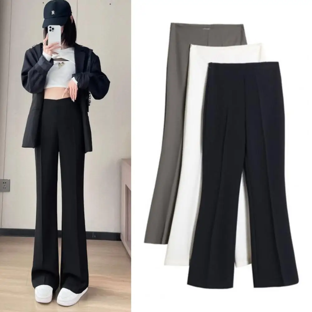 

High-waisted Suit Pants Elegant High Waist Wide Leg Suit Pants for Women Solid Color Flared Trousers for Workwear Stylish Long