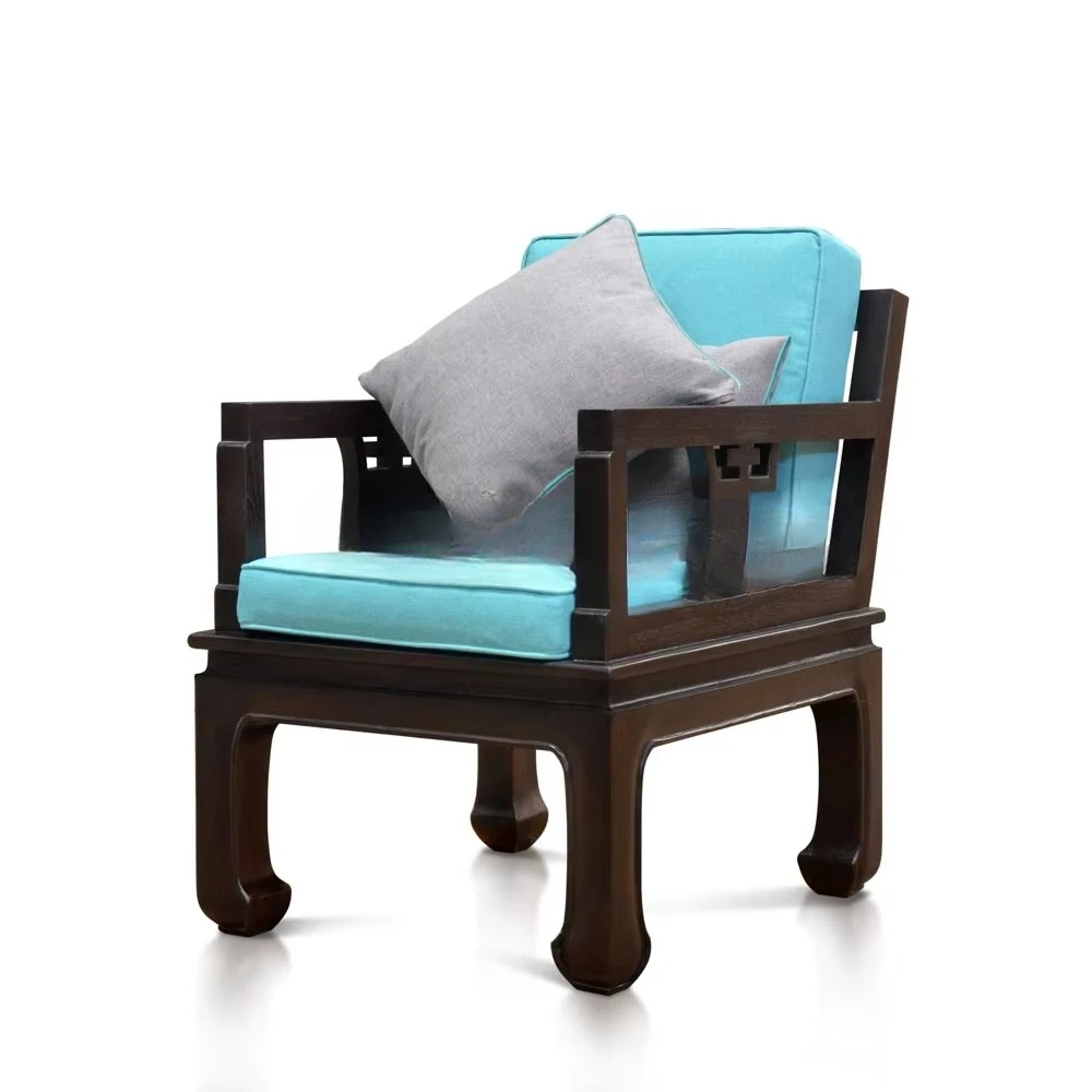 Poltrona lounge in legno a 1 posto in stile antico Mobili da soggiorno fatti a mano in solido, sotto-teak ad altezza regolabile