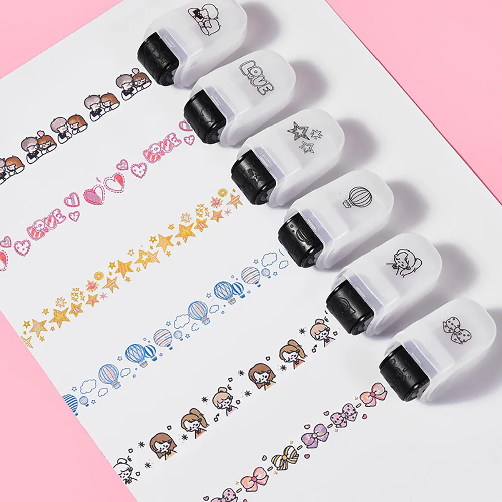 Roller Seal Hand Account Bastelbedarf Briefpapier Niedliche Dekoration Cartoon Malerei Stempel Hintergrundstempel