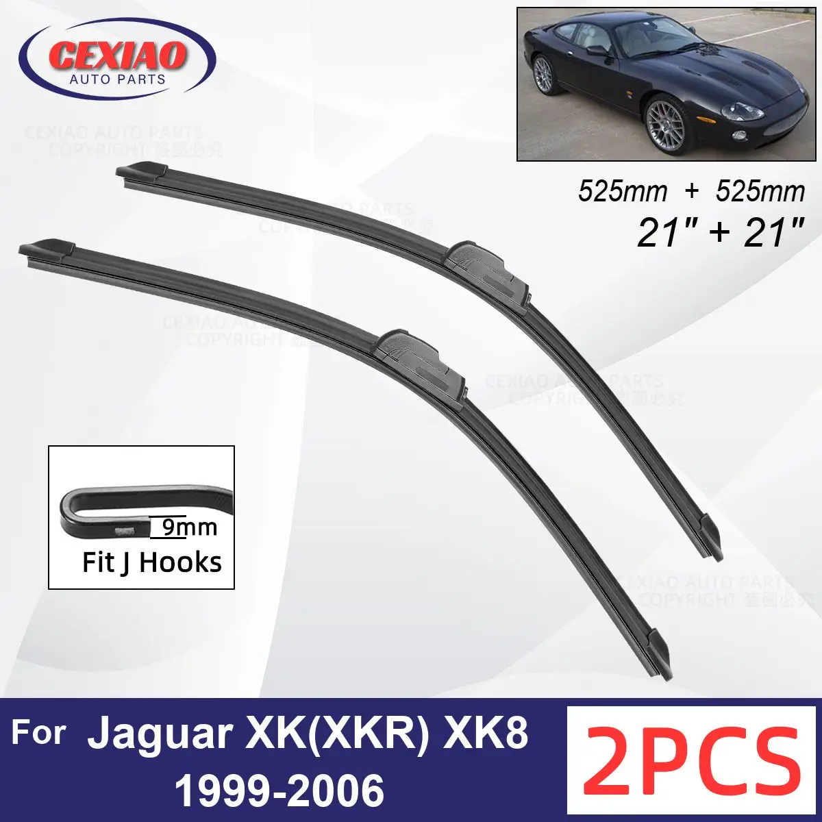 

Car Wiper For Jaguar XK(XKR) XK8 1999-2006 Front Wiper Blades Soft Rubber Windscreen Wipers Auto Windshield 21"+21"