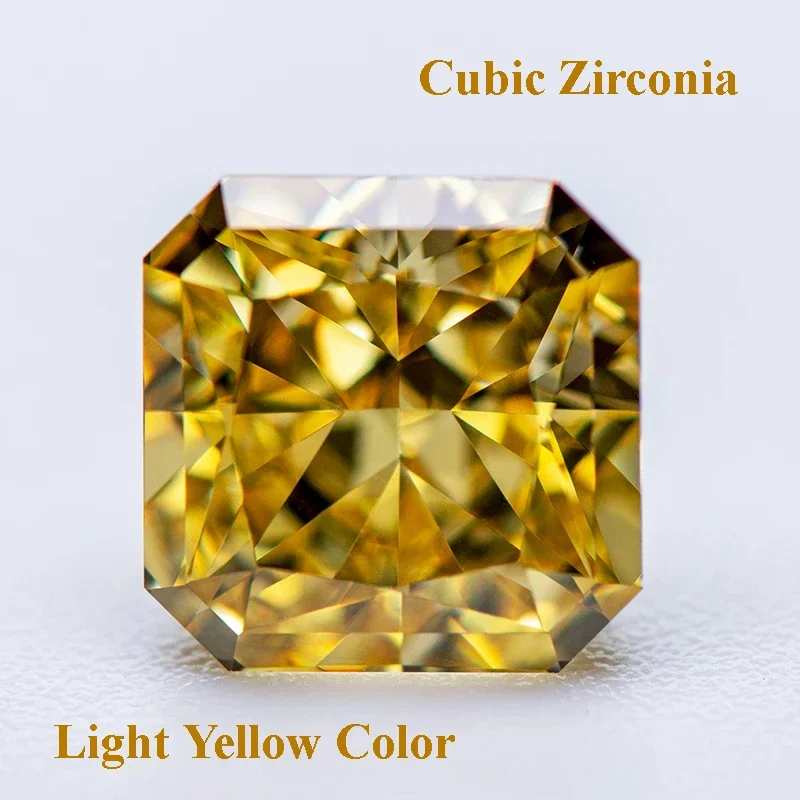 

Cubic Zirconia Crushed Ice Cut Asscher Shape Light Yellow Color Charms Beads for Diy Jewelry Making Materials No Certificate